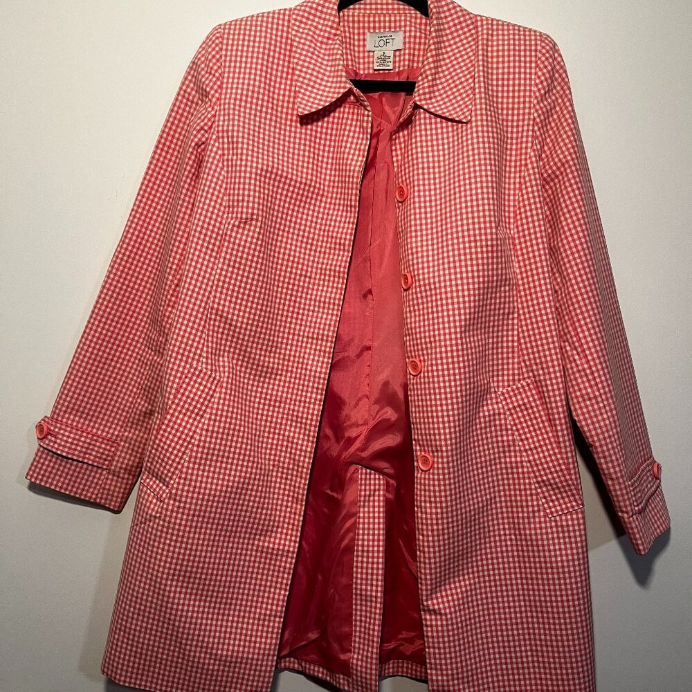 Ann Taylor LOFT Pink Gingham Button Front Jacket | Lined | Size S